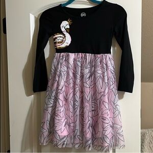 🦢WONDER NATION TUTU SWAN PRINCESS DRESS SZ M (7/8) BLACK BODICE PINK & BLACK